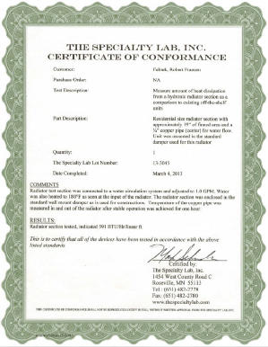 Fin Clamp Element 3/4" certificate for residential